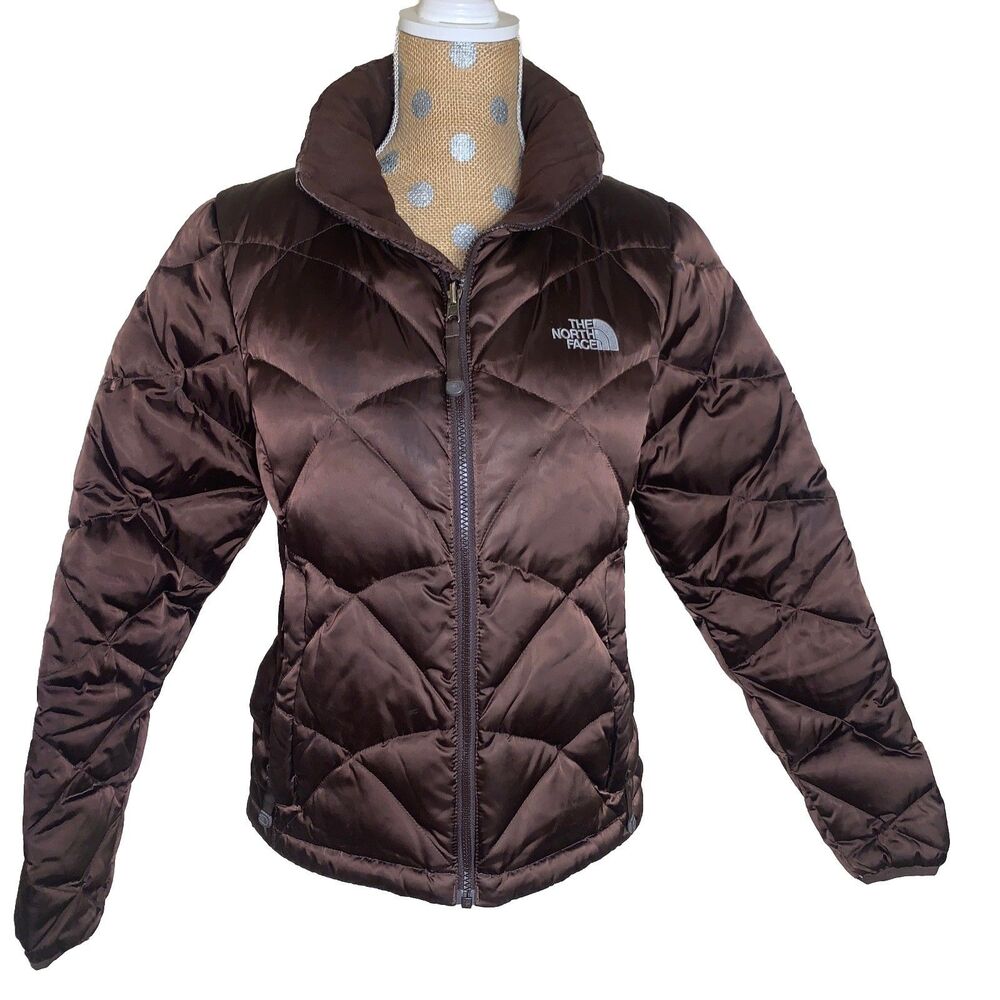 The North Face Jacket 550 Allis Women Brown Down Puffer Coat Quilted Full Zip Sm